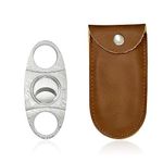 1 Stainless Steel Cigar Cutter, 1 Leather Case, Cigar Tools, Cigar Accessories, Double Blade Cigar Cutter, Double Edge Scissors, 92 * 4 * 4mm