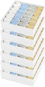 Joyoldelf Sock Organizer Drawer Organizer - Underwear Organizer, 24 Cell Collapsible Closet Organizers and Storage Sock Holders Organizers for Storing Socks, Ties, Belts 6 Pack White