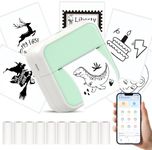 HUIJUTCHEN Mini Pocket Printer for iPhone/Android, Portable Mini Sticker Printer with 10 Rolls Non-Sticky Thermal Papers, Blue-Tooth Thermal Label Maker for Journal Memo Notes Photo Study, Green