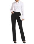 BANETTETA Women's High Stretch Straight Leg Dress Slacks/High Waisted Work Pants with Two Pockets (6-18), Black, 18