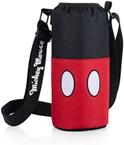 Picnic Time ONIVA - a Brand - Disney Mickey Mouse Shorts Shorts Bottle Cooler, Water Bottle Holder, Insulated Water Bottle Cooler Bag, Bottle Koozie, (Black with Red Pattern)
