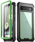 Poetic Guardian Series Case [6FT Mil-Grade Drop Tested] Compatible with Pixel 6A 5G, Built-in Screen Protector Work with Fingerprint ID, Full Body Hybrid Shockproof Rugged Cover Case, Green/Clear