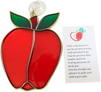 Westmon Works Teachers Apple Suncatcher Gift Set with Prayer Card Suction Cup and Sun Catcher Boxed