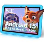 10.1 Inch Kids Tablet Android 15-30GB RAM+64GB ROM(1TB Expandable), Octa-Core 2.0GHz, Anti-Blue Light Screen, 6000mAh, WiFi 6, 5MP+8MP, Parental Controls, Preloaded Edu Apps - Blue