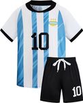 Boys Soccer Jersey Blue #10 Kids & Youth Sports Fan Jerseys Football Training Clothes for 4-14 Years