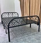 PORTABLE SAHNI FURNITURE Sahni Furniture Iron/Metal Folding Bed Frame With Heavy Duty Metal Slats For Sleeping Guest Bed Easily Storable (Glossy Finish, Fully Powder Coated) (Double 6Ft X 4Ft), Black