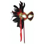 Bristol Novelty Red & Gold Masquerade Mask Fancy Dress