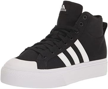 adidas Women's Bravada 2.0 Mid Platform Skate Shoe, Core Black/White/Core Black, 8.5