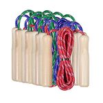 Childrens Skipping Ropes. Wooden Handle Skipping Ropes for Kids. 10 Colourful Jump Ropes for Outdoor Games and Children's Parties. (Pack 10)