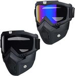 2 PCS Paintball Mask Anti Fog,Tactical Full Face Mask Ski Mask Goggles Detachable Adjustable,Motorcycle Riding Face Protection (Colorful/Black)