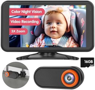 Luckview Baby Car Camera Night Vision 5.2'' Car Camera for Baby with Video Recording Function TF Card 3X Zoom 1080P Car Baby Camera 360° Rotation for Rear Facing Seat Wired (BM3)