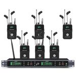 EM200 UHF Wireless in Ear Monitor System 2 Channel 6 Bodypacks Mono IEM System for Musicians,Used for Stage, Band, Recording Studio and Live Performance