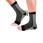 Neuropathy Pain Relief Cooling Compression Socks for Men & Women - Ecosync Ortho Bamboo Cotton Nano, Copper, Black, Best Rated, Open Toe, for Plantar Fasciitis, Achilles Tendon, Varicose, Injury Recovery.