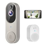 SHARKPOP 1080p Smart Wireless Video Doorbell Camera, Chime Ringer Included, AI Human Detection, 2.4G WiFi, Night Vision, Cloud Storage, 2-Way Audio, Live View, Battery Powered.