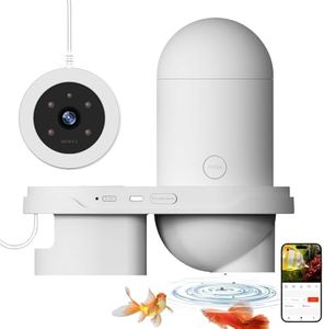 Aquarium Distributeur Automatique pour Poisson, Distributeur Nourriture Poisson Aquarium, avec Caméra 2.5K et Contrôle WiFi/App, 200ML Grande Capacité Nourrisseur Poissons for Weekend Holiday
