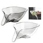 2 PCS Multi Functional Drain Baskets, Large Capacity Pasta Strainer Bowl Kitchen Drain Basket, Vegetable Fruit Tray Plastic Washing Basket for Salad