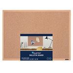 Quartet 35-380342Q Corkboard, Framed Bulletin Board, 17" x 23" Cork Board, Oak Finish Frame, Brown