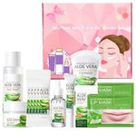 Skincare Gift Set for Women - Aloe Vera Skin Care Sets & Kits - 13PCS Skincare Gift Set for Teenage Girls with Cleanser-Toner-Serum-Face Cream-Eye Cream-Lip Balm-Lip Mask*2-Gel Mask*5 Skin Care Set
