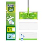 Swiffer Wet & Dry Sweeper Starter Kit, Mops for Floors, Includes 1 Floor Mop, 5 Swiffer Wet Pads & 14 Dry Cloth Refills