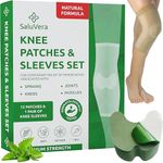 SaluVera Warming Herbal Knee Patches with 2 Compression Sleeves - Self-Heating Relief Patches for Men & Women, Natural Ingredients for Soothing Support (12 Patches + 2 Compression Sleeves)