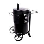 Char-Broil Oklahoma Joes Bronco Barrel Drum Smoker with Porcelain Coated Steel, Air Intake Channel, and 630 Square Inches Cooking Surface, Black