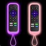 2 Pack Remote Case/Cover for TCL Roku Smart TV Steaming Stick Remote, Silicone Protective Controller Universal Sleeve Skin Glow in The Dark (Glow Pink & Glow Purple)