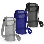 egghat 3Pcs Water Bottle Holder with Adjustable Shoulder Strap Water Bottle Carrier Mesh Water Bottle Bag Lightweight Dog Water Bottle Sleeve Crossbody Water Bottle Pouch (Black/Navy/Grey)