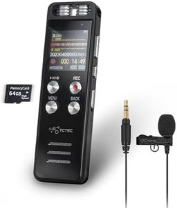 96GB TCTEC Digital Voice Recorder with 7000 Hours Recording Capacity, Audio Noise Reduction, Sound Tape Recorder with Playback, Clip-on Mic Dictaphone for Meeting, Lecture