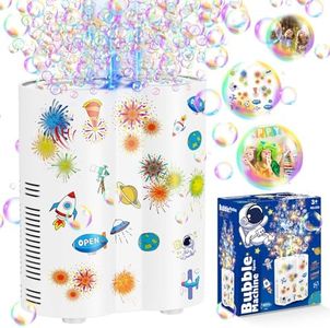 Panamalar Máquina de Burbujas,Máquina Pompas de Jabón Automática para Niños 20000+ Burbujas,26 Agujeros Fuegos Artificiales Máquina Burbujas con 240ml Solución/Luces para Fiesta de Boda al Aire Libre