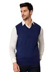 Cantabil Solid Blue Reversible V Neck Sleeveless Regular Fit Mens Casual Sweater | Casual Winter Sweater for Men | Mens Sweater for Winter Wear (MSWT00055_RoyalBlue_XXL)