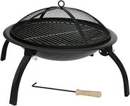 HH Home Hut Fire Pit Folding Portable heater for Outdoors,Ideal for Garden BBQ and Camping Stove Firepit, Outdoor Log Burner Garden Heaters & Fire Pits With Cover Carry bag, Poker, Grate And Grill