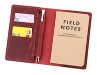 Leather Notebook Cover for Field Notes, Handmade Journal Cover for Moleskine Cahier Journal, Leather Cover with Pen Holder fits 3.5" x 5.5" Pocket Notebook - Wine