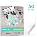 Koala Printable Vinyl Sticker Paper for Inkjet Printer - 50 Sheets Matte White Vinyl Sticker Paper, Waterproof Sticker Paper 8.5x11 Inch, Work with Cutting Machine