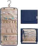 BAGSMART Travel Hanging Jewelry Organizer Case Foldable Jewelry Roll with Hanger for Journey-Rings, Necklaces, Bracelets, Earrings, Smokey Blue