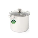 Russell Hobbs Classic Collection 24 cm Stockpot – Stainless Steel Cooking Pot, Tempered Glass Lid with Steam Vent, 9 Litre Capacity, Mirror Finish, Easy to Clean, for Soups, Casseroles, Curry