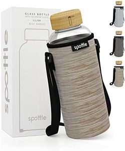 Spottle Botella de Agua de Vidrio con Funda de Neopreno, Botella de Borosilicato con Tapa de Rosca de Bambú - Apta para Lavavajillas, Adecuada para Todas las Bebidas, Libre de BPA, 1,5L