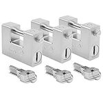 Kurtzy Heavy Duty 1kg Padlocks with 15 Keys (3 Pack) - Hardened Solid Steel Hardware Monoblock Lock - 12mm Thick Shackle - Protect Garages, Containers, Sheds, Shutters, Lockers, Gates and Warehouses