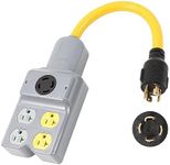 NEMA L14-30P to 4 Port 5-15R 5-20R L14-30R 5 Outlet 120/240V 30 Amp 4 Prong Twist Lock Male Plug to Female Receptacle Home Appliance RV Generator Power Cord Adapter