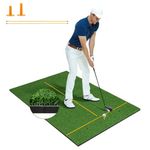 GYMAX 5FT x 3FT/4FT Golf Hitting Mat, Artificial Turf Grass Mat with 2 Rubber Tees & 2 Golf Alignment Stick, Indoor Outdoor Golf Stance Mat for Driving & Chipping Practice (28mm thick, 152 x 92cm)