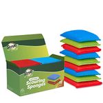 SCRUBIT Multi-Purpose Dish Scrub Sponge, Non Scratch Scouring Pads, Cleaning Sponges for pots & dishes - Pot Scrubber Sponges for Kitchen & Bathroom - 12 Pack Dish Sponge (Blue,Red,Green)