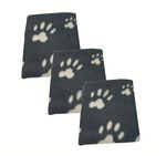 Value Pack of 3 Paw Print Pet, Dog, Puppy, Cat Blanket Pet Blankets Size 70x73 cm (Navy)