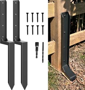 AKINGKONG Fence Post Repair Kit - One-Piece Steel Anchor & Stakes for Broken/Leaning 4x4/6x6 Wood Posts (Thickened 11-Gauge, 2-Pack)