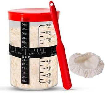 AMAZOPEN Premium Sourdough Starter Jar Glass - 34 oz Sour Dough Starter Jars, with Spatula, Wide Mouth Jar Cover, Thermometer, Date Marked Feeding Band, sourdough jar for Baker