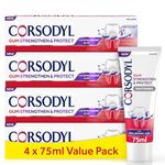 Corsodyl Toothpaste Multipack Gum Strengthen & Protect with Hyaluronic Acid, Whitening, 4 x 75ml