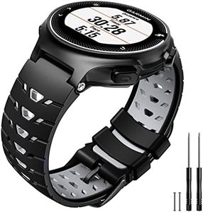 Solft Silicone Watch Band for Garmin Forerunner 630/235/735XT/220/230/620/Approach S6 Golf Watch, Two-in-One Color Replacement Strap for Garmin Watch Accessories, Black-Gery