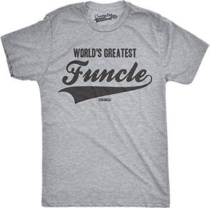 Mens Worlds Greatest Funcle Funny Fun Uncle Gift Sarcastic Novelty Cool T shirt (Light Heather Grey) - XL