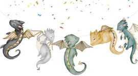 Cute Dragons Birthday Banner Baby Dragon Theme Party Supplies | Birthday Decorations for Dragons Theme