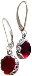 Recycled Vintage 1940's Red Beer Bottle Sterling Silver Botanical Leverback Earrings