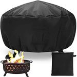 UniForU Fire Pit Cover Round Firepit Cover Waterproof Heavy Duty Outdoor Fireplace Fire Bowl Cover Full Coverage Patio Outdoor Fireplace Cover (Round-36" Dia x 20" H)