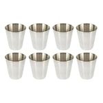 NUOBESTY Kids Tumblers 8pcs Stainless Steel Cups 180ml Pint Cup Tumbler Stackable Metal Cup (Silver) White Mug